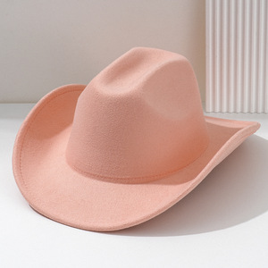 Mode classique couleur unie feutre large bord Fedora chapeau pour femmes hommes Western Cowboy chapeau <span class=keywords><strong>Jazz</strong></span> casquettes pour la fête en stock - Product Image 6