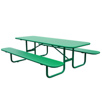 Table et bancs de pique-nique commerciaux en acier pour l'extérieur, idéaux pour restaurants, parcs et camping