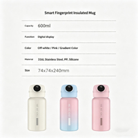 Bouteille d'eau intelligente avec verrouillage par empreinte digitale, en acier inoxydable 316L, tasse à boire professionnelle, surveillance de la température en temps réel, thermos de voyage