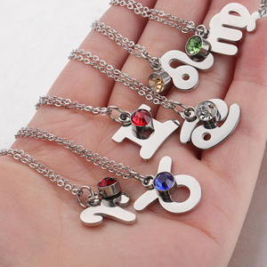 قلادة برجك الأبراج العصرية المطلية بالذهب عيار 18 قيراط من الفولاذ المقاوم للصدأ ، حجر الولادة في المناسبات السنوية - Product Image 4