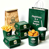 Boîtes d'emballage pour restaurants de restauration rapide à emporter, personnalisées, jetables, en papier pour hamburgers, vente en gros