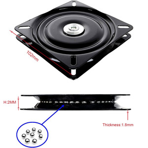 Plaques pivotantes universelles à <span class=keywords><strong>360</strong></span> degrés de 4 pouces (102*1,8 mm) avec roulements à billes complets pour meubles, canapés, chaises, tables d'ordinateur - Product Image 2