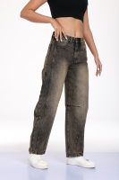 Jean droit en denim délavé pour femme – Idéal au quotidien