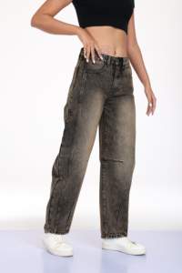 Jeans droits en denim pour femmes, mode 2026, lavage argenté, pantalon de tous les jours pour femmes - Product Image 4