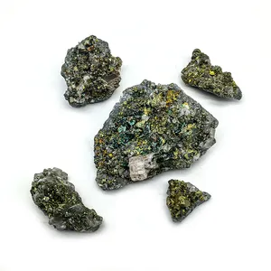 Groothandel Hoge Kwaliteit Sparkle Natuurlijke Kristallen Cluster Ruw Pyriet Mineraal Exemplaar Kristal Kleurrijk Koper Voor Decoratie
