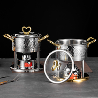 Ensemble de poêle à alcool en acier inoxydable pour hôtel marmite avec couvercle chauffe-plats pour la restauration et les banquets