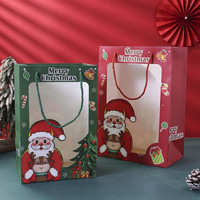 Sacs en papier kraft personnalisés réutilisables pour Noël avec fenêtre, pour le shopping et la vente à emporter