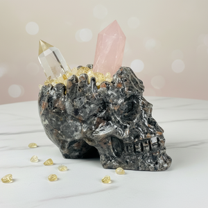 Cenicero con forma de calavera de <span class=keywords><strong>jade</strong></span> <span class=keywords><strong>verde</strong></span> natural y yooperlita al por mayor, 11-13 cm, artesanía de <span class=keywords><strong>piedra</strong></span> de cristal curativa para decoración y regalo - Product Image 3