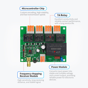 Interrupteur sans fil 4 canaux AC100-240V en plastique avec télécommande 433MHz, récepteur à connexion rapide, portée 100m pour moteur, pompe, barrière, portail, ascenseur - Product Image 2