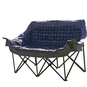 เก้าอี้พับได้แบบปรับเอนได้สองที่นั่งสำหรับใช้งานกลางแจ้ง เก้าอี้ชายหาดแบบพกพาขนาดใหญ่บุโฟมหนานุ่ม เหมาะสำหรับตั้งแคมป์ ตกปลา และพักผ่อน - Product Image 2