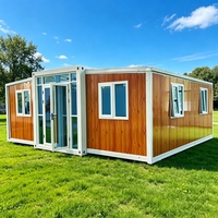Maison conteneur en acier extensible personnalisée de 20 pieds ou 40 pieds, mini-villa de luxe, 2-3 chambres, style moderne du milieu du siècle, préfabriquée, pour l'extérieur