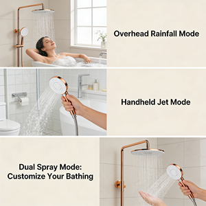 Juego de Grifería de Ducha de Lujo, Latón Dorado Rosa, Accesorios de Baño, Montado en la Pared, Grifo Mezclador de Agua Fría y Caliente de Lujo - Product Image 6