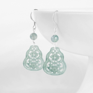 Pendientes de lirio de agua azul de jade natural genuino de grado A, conjunto de plata S925 con pendientes de jade de grado hielo, estilo elegante, pendientes para mujer. - Product Image 3