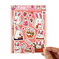 Feuilles d'autocollants PVC personnalisés A4 A5 A6 imperméables, motifs de dessins animés mignons, découpés à la forme, sans quantité minimale de commande pour étiquettes d'emballage