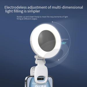 ไฟเซลฟี่แบบพกพาสีขาว ชาร์จซ้ำได้ ขนาดมินิ ใช้พอร์ต USB  ไฟ LED หนีบโทรศัพท์มือถือ หมุนได้ 180 องศา ให้แสงแบบแสง<span class=keywords><strong>จันทร์</strong></span> - Product Image 3