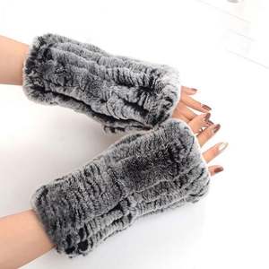 <span class=keywords><strong>Mitaines</strong></span> en fausse fourrure d'hiver, chaudes, douces, demi-doigts, chauffe-bras, gants - Product Image 1