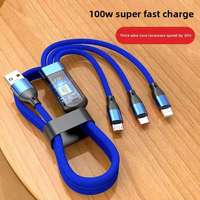 Cable USB Tipo-C de Carga Súper Rápida 3 en 1 de 120W para Impresora y Escáner de Código de Barras IOS/Android, Material de Nailon para Automóvil y Computadora