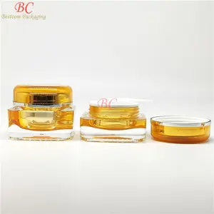 Potes soins cosmetiques pet jar com tampa de bambu chinês venda quente design cuidados com o rosto 50 g pet frasco cosmético com tampa de bambu
