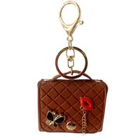 Gantungan Kunci PVC Bentuk Bibir Kupu-kupu Gaya Eropa Amerika, Dompet Koin Mini, Motif Berlian Warna-warni, Tempat Kunci