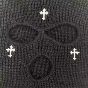 Masque <span class=keywords><strong>de</strong></span> <span class=keywords><strong>Ski</strong></span> tricoté avec Logo personnalisé, accessoire pour l'hiver, tête <span class=keywords><strong>de</strong></span> mort, couverture complète, couvre-tête <span class=keywords><strong>de</strong></span> <span class=keywords><strong>Ski</strong></span>, brodée, 3 trous, vente en gros, - Product Image 5