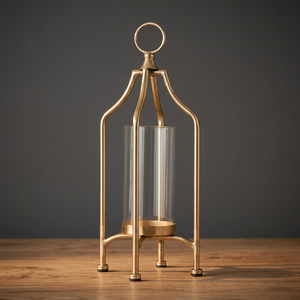 M F INTERNATIONAL EXPORTS Lámparas Cuadradas de Cristal Dorado Ecológicas para Interiores, Modelo MF-AB-385, Decoración para Bodas y Ramadán, Funciona con Batería - Product Image 1