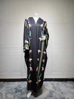 R-389 Nouveau Élégant Kimono Turc Ouvert Abaya Imprimée Florale Vêtement Islamique Long Cardigan Abaya Hijab pour Femme Pudique Arabie Saoudite