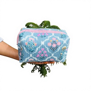 Top Selling Handmade Floral Cotton Down Zip Makeup Bag Bridesmaid Gifts Proposal Cosmetic Bag Women Cosmetic Bags - Product Image 1