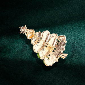 Broche Arbre de Noël en Alliage Plaqué Or avec Strass Verts, Unisexe, Idéale pour Cadeau de Fête, Mariage, Bijou de Décoration Festive - Product Image 5