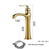 Robinet de lavabo haut de gamme doré, monocommande, à poser sur comptoir, pour lavabo sur pied