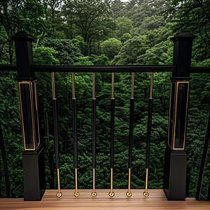 階段手すりレール用アルミ手すり3要素メッキゴールド職人技ポスト - Product Image 3