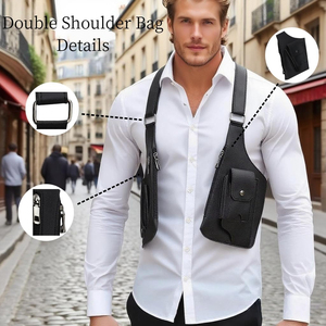 Bolso Bandolera Doble para Hombre, <span class=keywords><strong>de</strong></span> Cuero, con Doble Correa, Estilo Moderno, Ajustable, <span class=keywords><strong>de</strong></span> Tela Oxford - Product Image 5