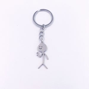 Lot de 2 porte-clés mousquetons en métal au design ludique de gribouillage, avec typographie de bonhomme bâton tendance, pour pendentif d'amour, cadeau pour couples, bijoux - Product Image 5