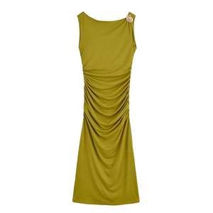 Vestido Midi Casual de Verano para Mujer, sin Mangas, con Espalda Plisada y Abertura, en 3 Colores - Product Image 4