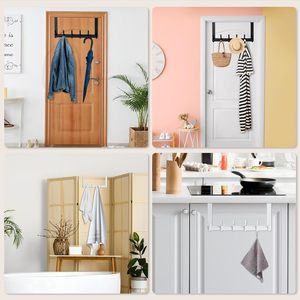 No Drilled <b>Over</b> <b>Door</b> Coat Hanger <b>Over</b> <b>the</b> <b>Door</b> Towel Rack with 6 <b>Hooks</b> for Hanging Coats - Product Image 3