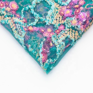 2022 nuovo tessuto multicolore floreale in Tulle con ricamo paillettes lavorato a maglia per la casa per ragazzi e abiti da sera da sposa - Product Image 2