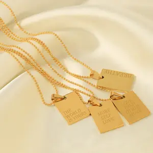 Acero inoxidable personalizado 18K 14K Joyas de oro Etiquetas colgantes personalizadas Collar simple Diseño OEM ODM