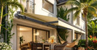 Auvent rétractable motorisé de luxe, imperméable, pour terrasse extérieure, auvent électrique, auvent en aluminium, parasol