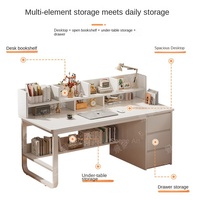 Bureau intégré moderne en bois blanc avec tiroirs de rangement, combinaison bibliothèque pour bureau à domicile, chambre d'étudiant