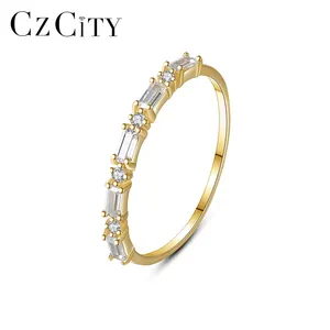 CZCITY-anillo Popular de circonia cúbica para mujer, con diamantes de imitación, dorado y plateado