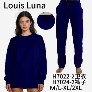 HDJ 2 Piece Set Tracksuit <b>Jogger</b> Suit <b>Oversized</b> Sweatshirt and Pants Loungewear Activewear H7022-2Sweatshirt+H7024-2Pants - Product Image 2