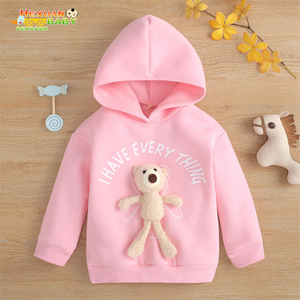 2024 autunno inverno neonato bambino bambino bambino bambine camicia con cappuccio per bambini bambini in tinta unita cotone felpa calda in pile vendita calda - Product Image 5