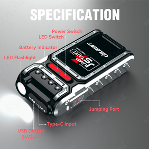 <span class=keywords><strong>Arrancador</strong></span> <span class=keywords><strong>de</strong></span> Coches con Corriente Máxima <span class=keywords><strong>de</strong></span> 600A, 16000mAh, 12V, Caja <span class=keywords><strong>de</strong></span> Arranque, <span class=keywords><strong>Batería</strong></span> <span class=keywords><strong>de</strong></span> Respaldo para <span class=keywords><strong>Coche</strong></span>, Multifunción - Product Image 4