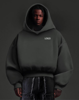 Sweat à capuche épais et lourd de haute qualité à épaules tombantes recadrées sans ficelle Sweat à capuche avec logo personnalisé 500 Gsm Sweats à capuche surdimensionnés Boxy Fit