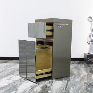 Carrito de Peluquería de Madera Maciza Plateada de Lujo, con Cajones, Taburete de Peluquería, Muebles de Salón - Product Image 4