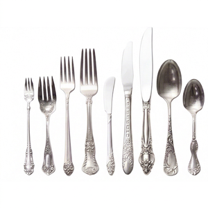 <b>Vintage</b> Silver Plated Flatware Set 9-Piece Dishwasher Safe Designer Handle <b>Cutlery</b> For Wedding Tabletop Gifting - Product Image 1