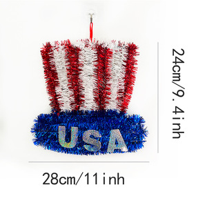 Guirlande patriotique Qiankun USA rouge, blanc et bleu, décoration murale ou à suspendre à la porte, 12 pouces - Product Image 3