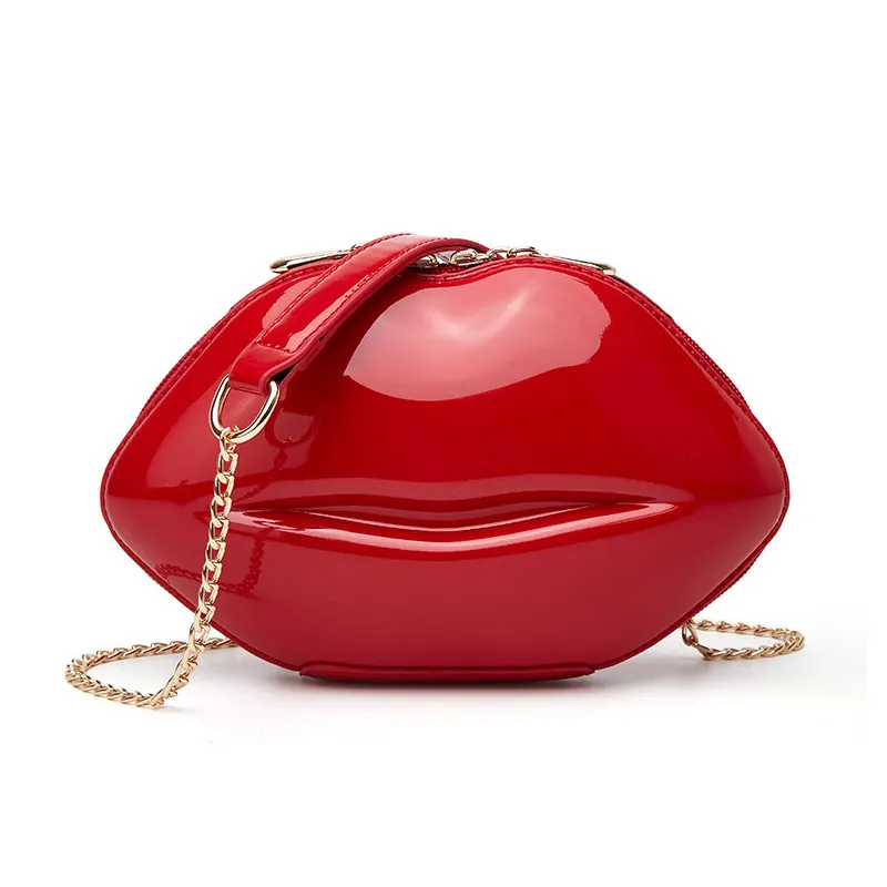 En popüler Mini çantalar kadın omuz Crossbody çanta kırmızı dudak kabuk çanta PU deri kutusu debriyaj akşam çanta kızlar