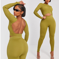 Huilong Logo personnalisé dos nu minceur V taille Stretch sport Legging Fitness Gmy Yoga porter Ribedtwo pièce ensemble de vêtements de détente