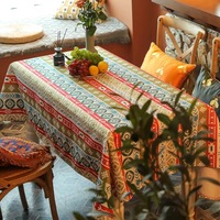 Nappe en coton et lin mélangé à imprimé géométrique style bohème pour la maison, les pique-niques, le camping et les fêtes en plein air (vente en gros)
