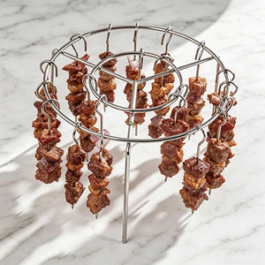 Venta al por mayor de fábrica de rejillas de acero inoxidable para barbacoa, rejillas para freidoras de aire, rejillas para parrillas, rejillas redondas colgantes para brochetas de barbacoa, y - Product Image 3